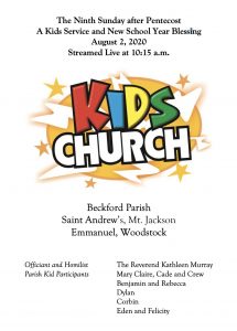 KIds Church Aug. 2, 2020