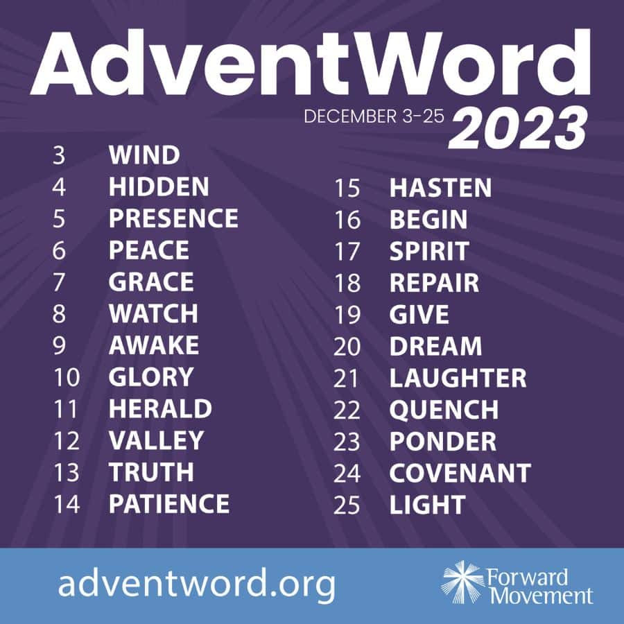 AdventWord 2023 list of words